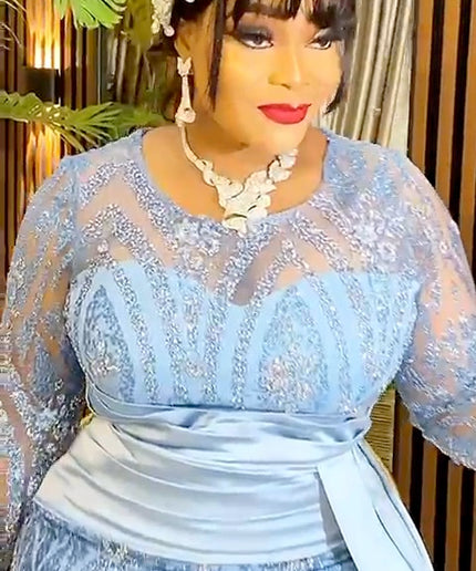 Embellished Drape Evening Gown