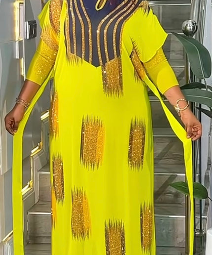 Sparkly Orange Embellished Mandarin Collar Kaftan Maxi Dress for Summer Wedding Guest Formal Evening Attire