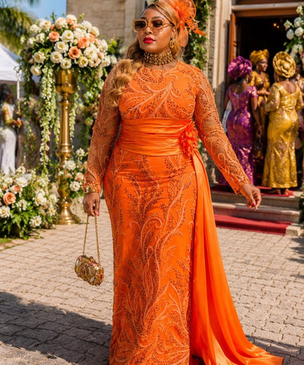 Glamorous Gold Embellished Draped Maxi Dress for Mother of The Bride Wedding Guest Birthday Photoshoot Cocktail Party