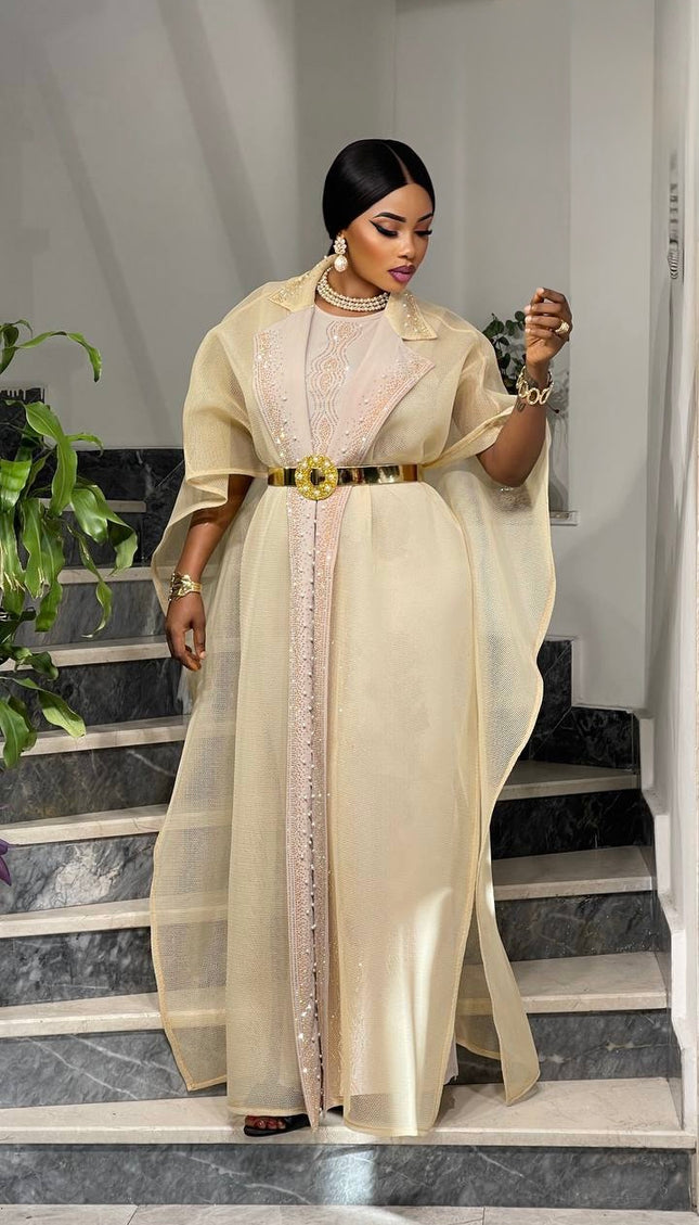 Embellished 2 Piece Maxi Dress for Special Occasion Birthday Dinner Anniversary Photoshoot