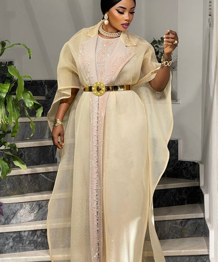 Embellished 2 Piece Maxi Dress for Special Occasion Birthday Dinner Anniversary Photoshoot