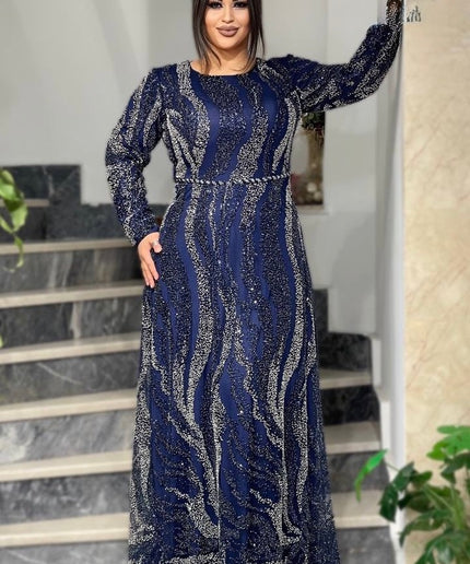 Plus Size Beaded Wedding Guest Dress, Mother of The Bride Maxi Gown, Party Evening Wear Fashion Anniversary Birthday Gala Dinner Cocktail