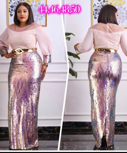 Pink Sequin Maxi Dress