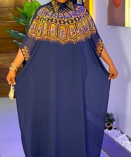 Black Kaftan Embellished Dress 2-Piece Outfit Set - African Wedding Guest Attire Engagement Ceremony