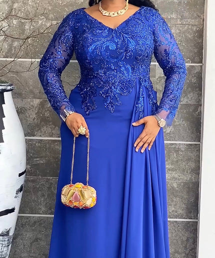 Black Sequin Crystal-Embellished Draped Maxi Dress for Mother of The Bride Wedding Guest Anniversary Celebrant Worthy