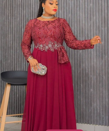 Applique Embellished Pleated Gown | Wedding Guest Birthday Party Celebrant