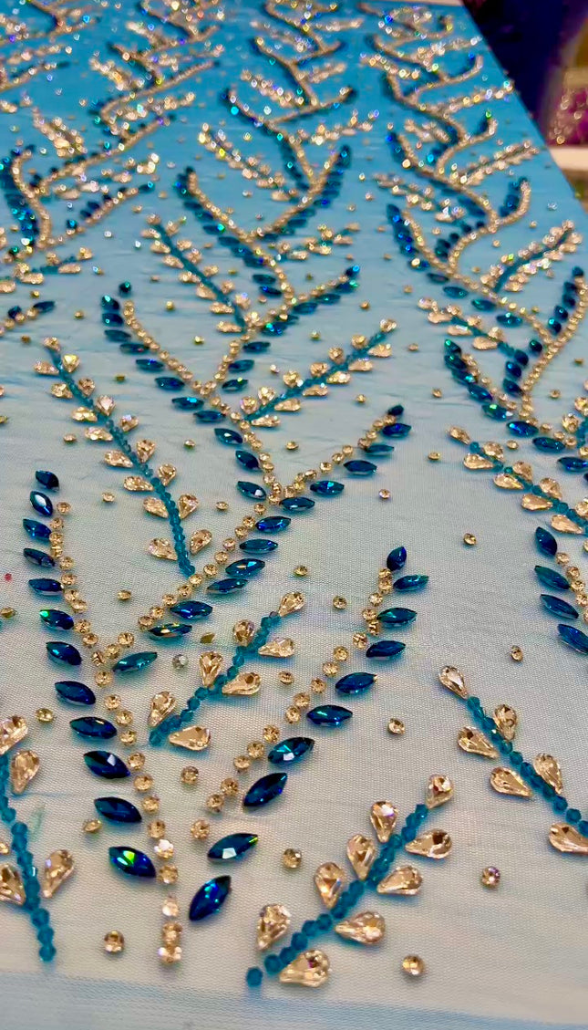 Swarovski Crystal Hand-Beaded Fabric Dressmaking | Wedding Evening Gown Birthday Pageant Prom Dress