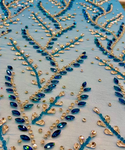 Swarovski Crystal Hand-Beaded Fabric Dressmaking | Wedding Evening Gown Birthday Pageant Prom Dress