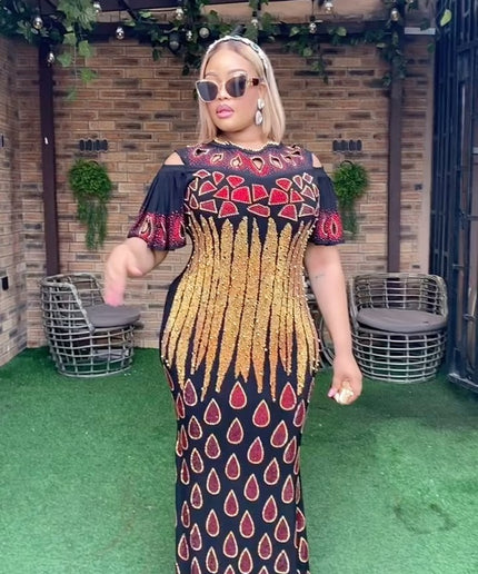 Bling Kaftan Dress Stretches Floor Length Maxi