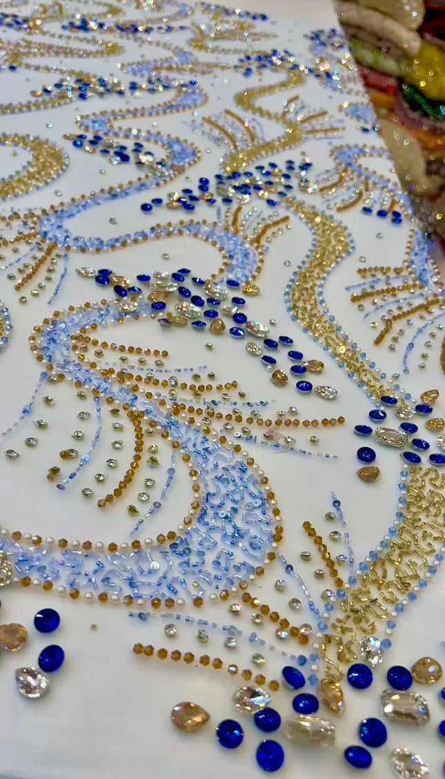 Swarovski Crystal Hand-Beaded Fabric Dressmaking | Wedding Evening Gown Birthday Pageant Prom Dress