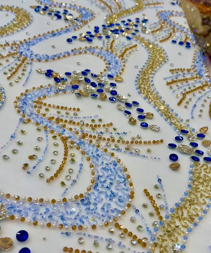 Swarovski Crystal Hand-Beaded Fabric Dressmaking | Wedding Evening Gown Birthday Pageant Prom Dress