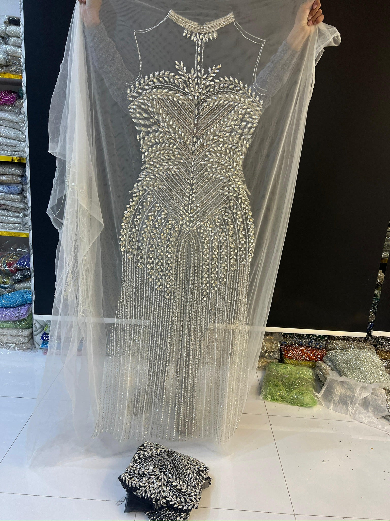 Swarovski Crystal Embroidery Panel Dress Wedding Prom Birthday