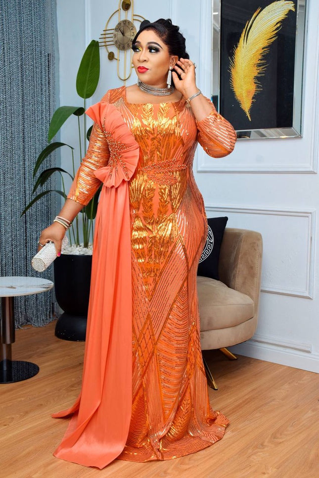 Fabulous Sequin Draped Mermaid Dress | Mother of The Bride Wedding Guest Photoshoot Party Birthday