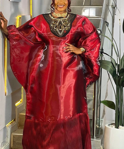 Elegant Black Liquid Organza Beaded Embellished Pleated Kaftan Maxi Dress for Mother of The Bride Engagement Birthday Party Church Anniversary African Bubu Gown Wedding Guest Outfit Formal Evening Gown