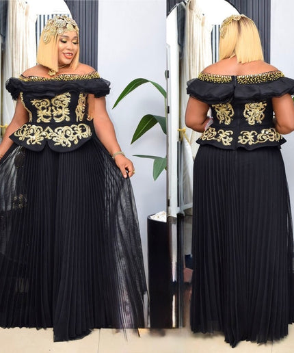 Pink Off-The-Shoulder Ruffle Embellished Pleated A-Line Dress for Wedding Guest Attire Mother of The Bride Formal Evening Gown Birthday Party