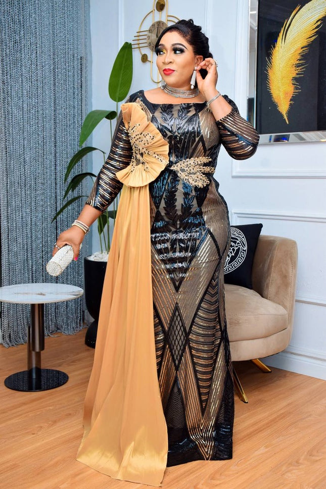 Fabulous Sequin Draped Mermaid Dress | Mother of The Bride Wedding Guest Photoshoot Party Birthday