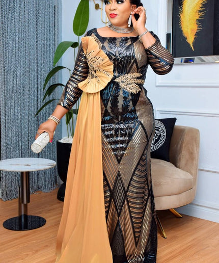 Fabulous Sequin Draped Mermaid Dress | Mother of The Bride Wedding Guest Photoshoot Party Birthday