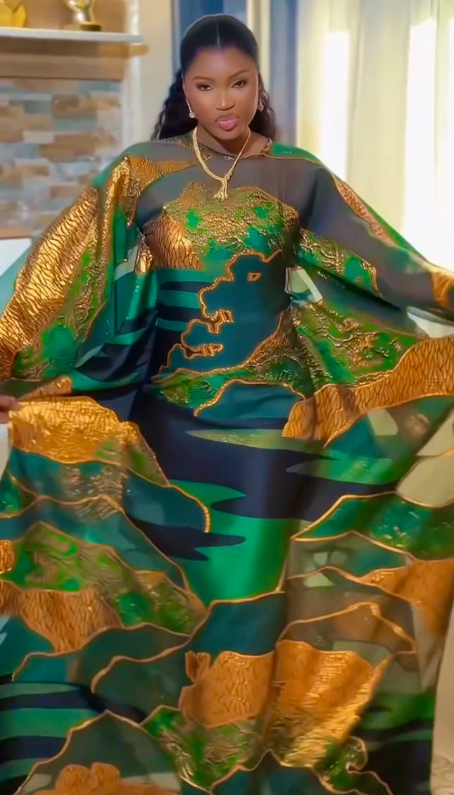 African Bubu Dress Metallic Brocade - Nigerian Wedding Guest Attire Mother of The Bride Outfit Cocktail Reception Birthday Party Photoshoot Celebrant