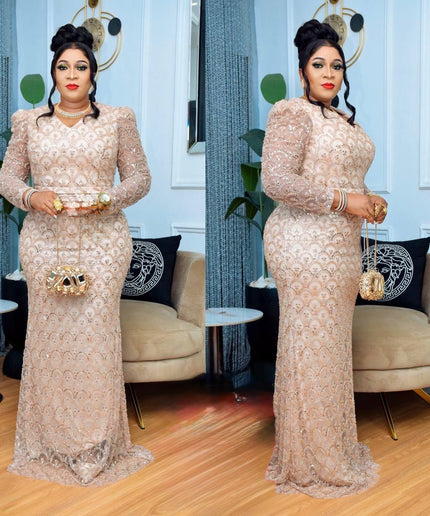 Red Sequin Embellished Wedding Guest Dress Floor Length Plus Size Mother of The Bride Mermaid Gown