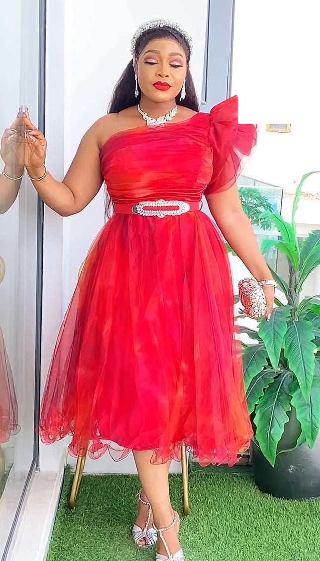 One Shoulder Ruffled Dress | Wedding Guest Photoshoot Birthday Party Cocktail