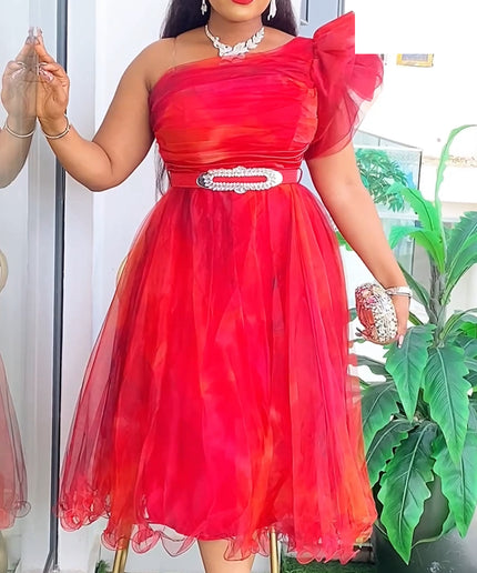 One Shoulder Ruffled Dress | Wedding Guest Photoshoot Birthday Party Cocktail