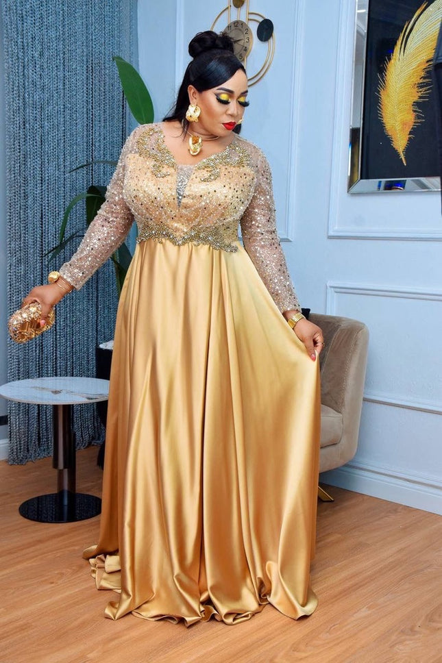 Sequin Applique Maxi Gown