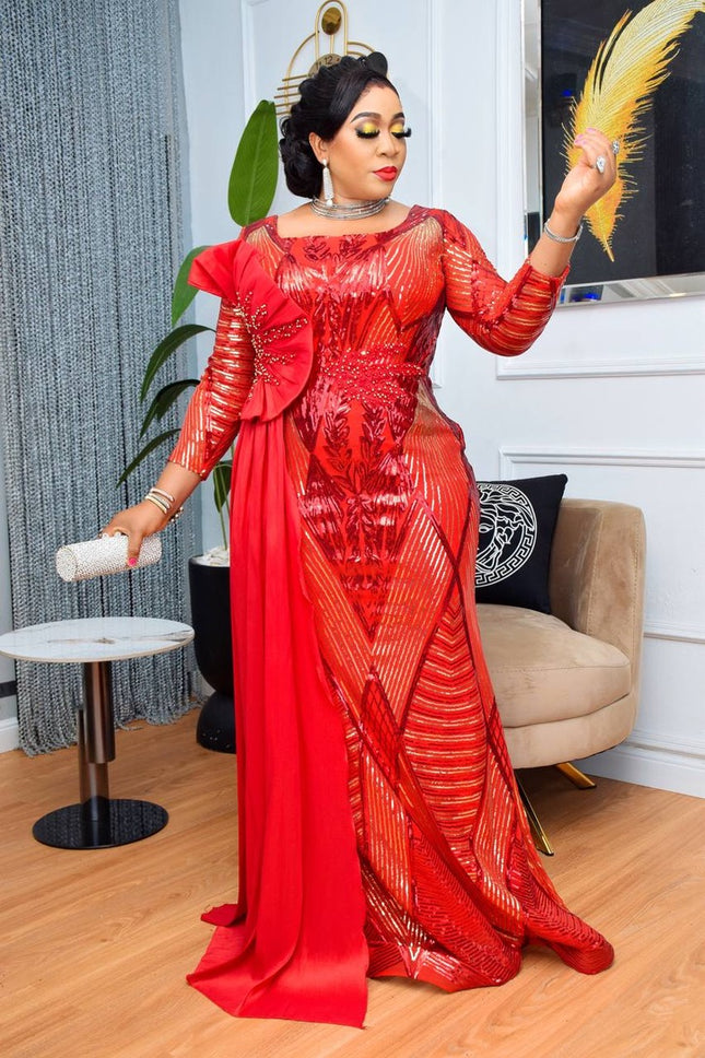 Fabulous Sequin Draped Mermaid Dress | Mother of The Bride Wedding Guest Photoshoot Party Birthday