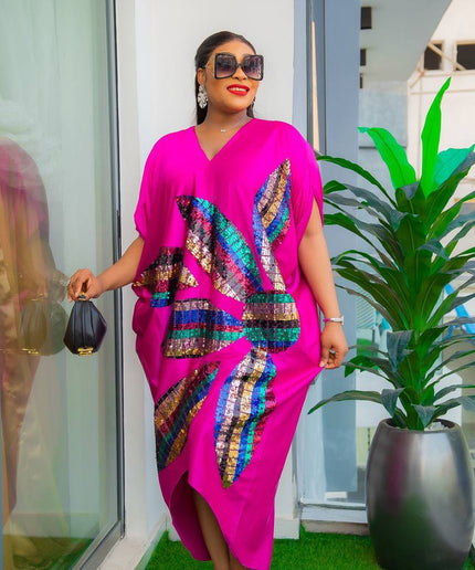 Sequined Embroidery Kaftan | Wedding Guest Birthday Party Evening Wear