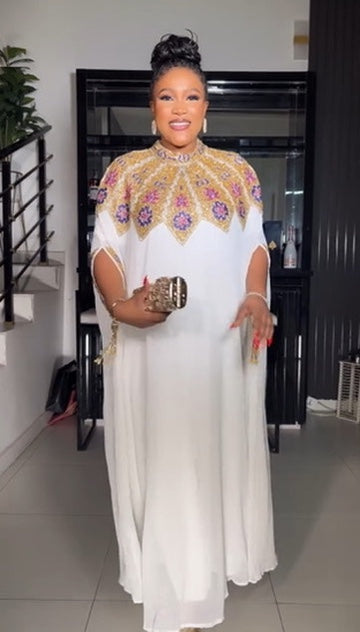 White Embellished Tassel Kaftan Gown for Wedding Guest Dress Mother of The Bride Birthday Party Engagement Ceremony Cocktail Reception