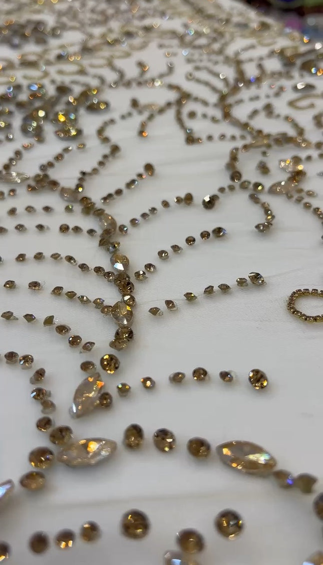 Swarovski Crystal Hand Beaded Fabric Dressmaking | Wedding Evening Gown Pageant Birthday Party Prom Dress