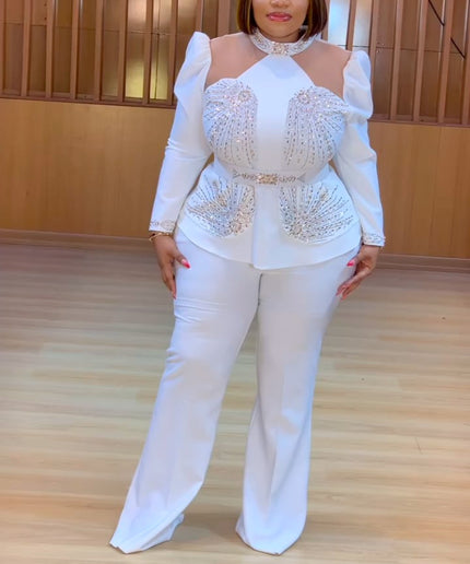 White Embellished Top and Pants | Birthday Party Ceremony Graduation Wedding Guest