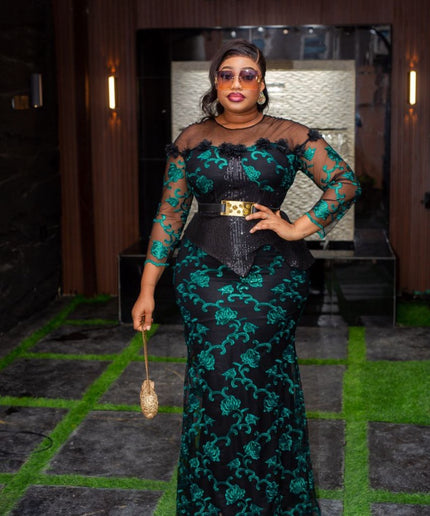 Black Sequin Embroidered Mother of The Bride Dress Plus Size Wedding Guest Mermaid Gown Cocktail Photoshoot Birthday