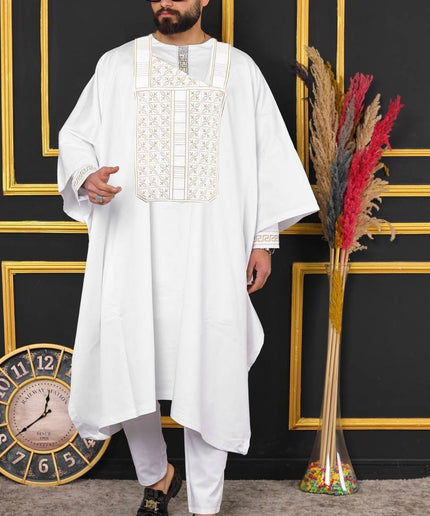 African Men's Clothing Agbada Shirt Pants Embroidery | 4 Colors