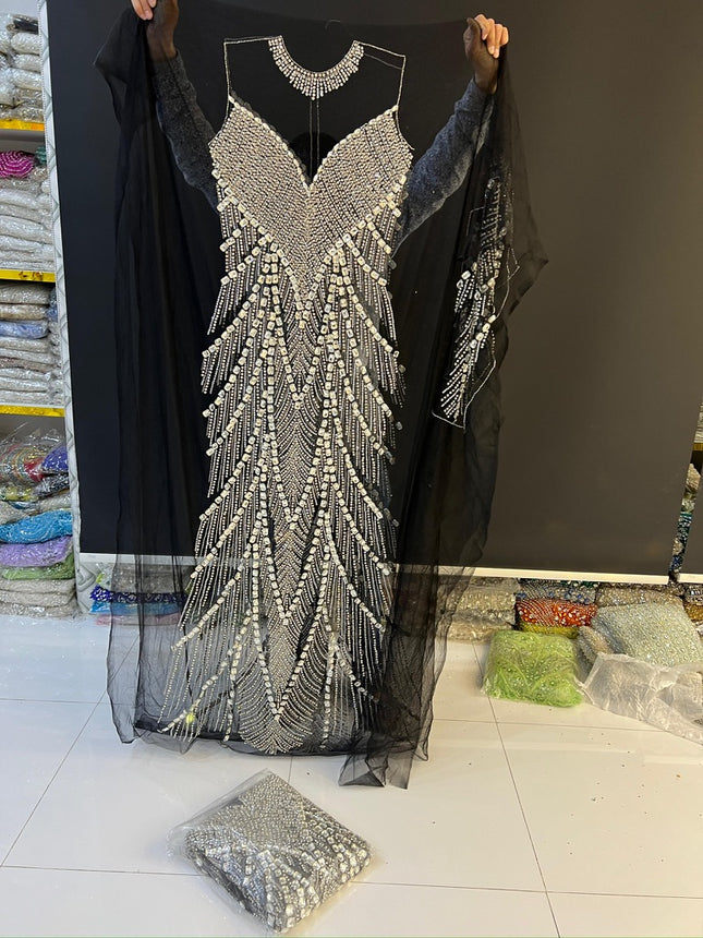 Swarovski Crystal Hand Beaded Panel Dress | Wedding Prom Birthday Celebrant Party Dressmaking