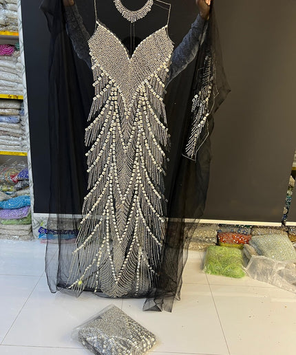 Swarovski Crystal Hand Beaded Panel Dress | Wedding Prom Birthday Celebrant Party Dressmaking