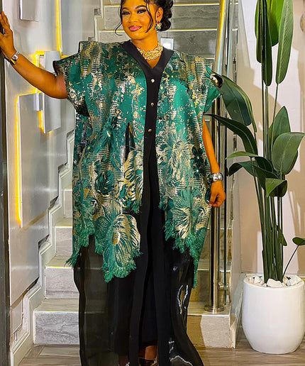 Elegant Red Kaftan Dress 2-Piece Set, Mikado Metallic Brocade Bubu Wedding Guest Attire Engagement Ceremony Birthday Party Cocktail Anniversary Photoshoot Plus Size