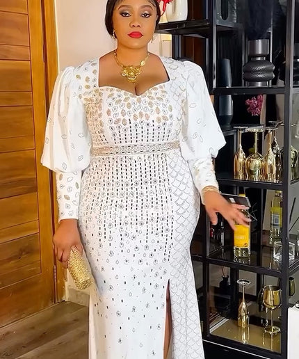 White Embellished Evening Gown | Wedding Guest Birthday Party Graduation