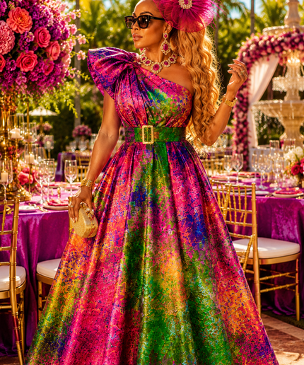 "The Grand Entrance" Purple Off-The-Shoulder A-Line Maxi Dress for Wedding Guest Cocktail Reception Mother of The Bride Birthday Dinner Party Outfit