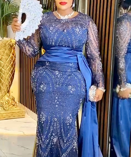 Embellished Drape Evening Gown