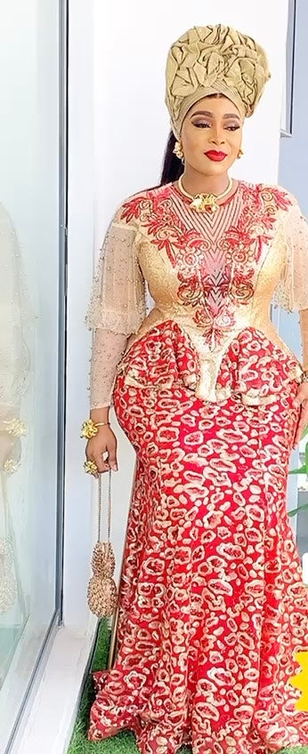 Sequin Embellished Peplum Maxi Dress