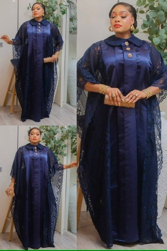 Dressy Black Lace Kaftan Maxi Dress African Party Bubu Gown Wedding Guest Formal Evening Outfit Mother of The Bride Plus Size