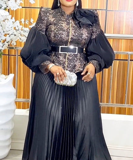 Bishop Sleeve Pleated A-Line Blouse and Skirt | Wedding Guest Birthday Party Gala