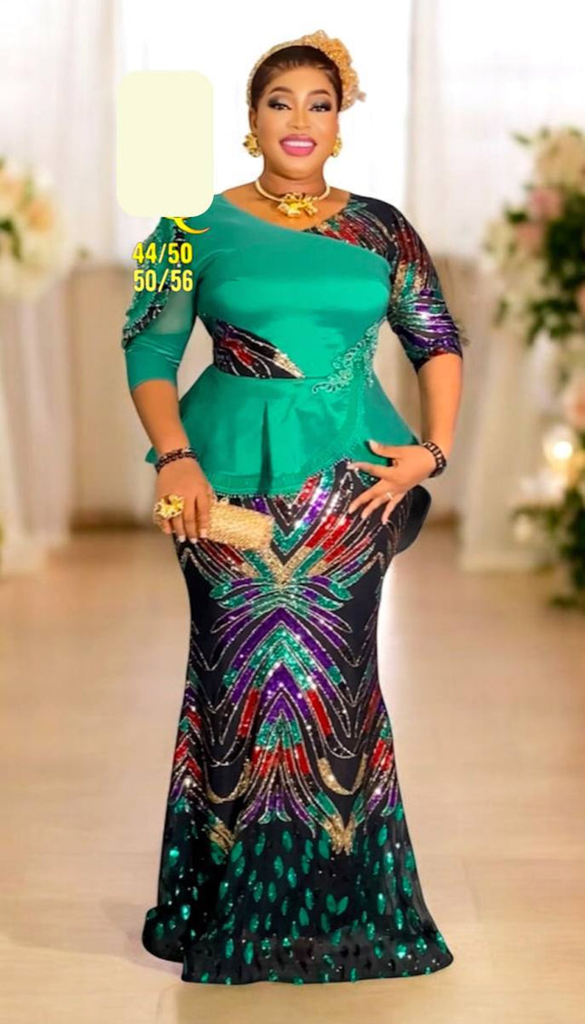 Sequin Embellished Peplum Mermaid Dress | Wedding Birthday Ceremony Graduation Party