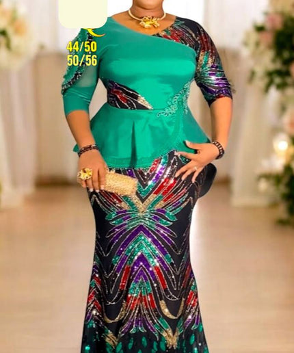 Sequin Embellished Peplum Mermaid Dress | Wedding Birthday Ceremony Graduation Party