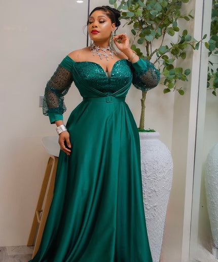 White Off-The-Shoulder Sequin Maxi Gown for Anniversary Cocktail Dinner Civil Formal Wedding Dress Bridal Photoshoot Mother of The Bride