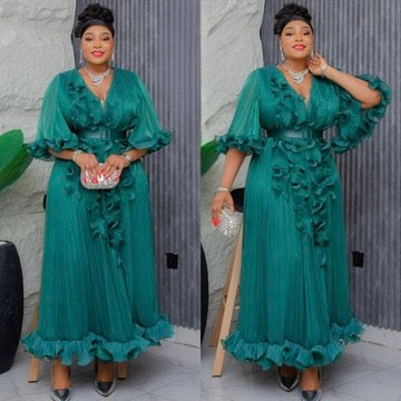 Plus Size Ruffle Maxi Dress | Birthday Party Dinner Reception Anniversary Wedding Guest Curvy Women Fashion