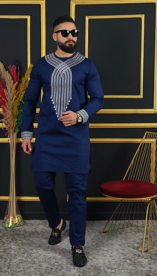 African Men's Clothing Embroidered Shirt & Pants | Wedding Groom, Groomsmen, Guest Birthday Party