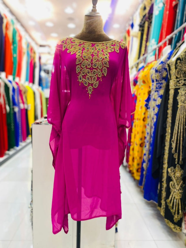 Luxury Embellished Kaftan Midi Dress, Summer Wedding Guest Dress, Cocktail Resort Anniversary Bridal Photoshoot Birthday Party Wear