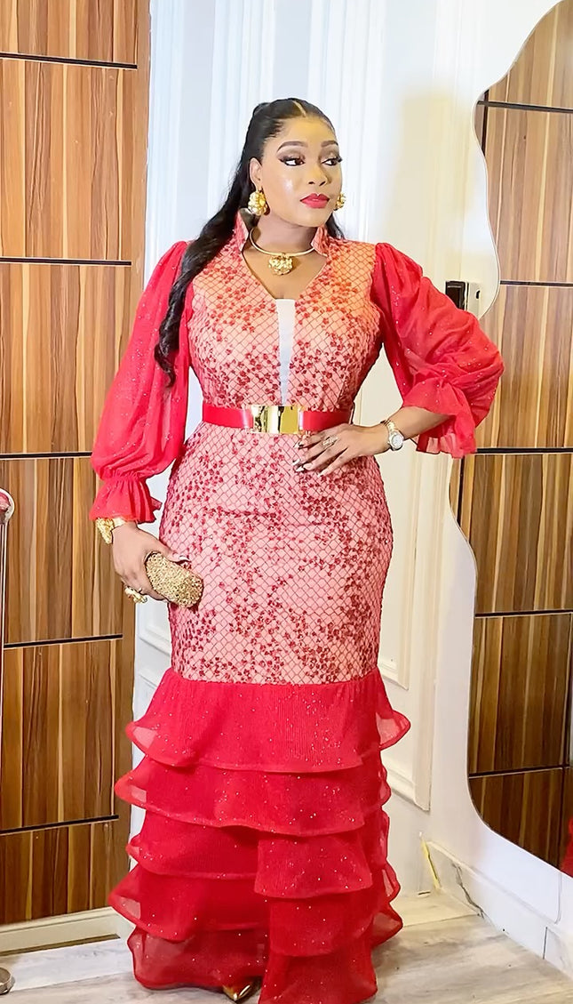 Ruffle Embroidered White Maxi Dress | Bridal Anniversary Celebration Birthday Party Wedding Guest Mother of The Bride