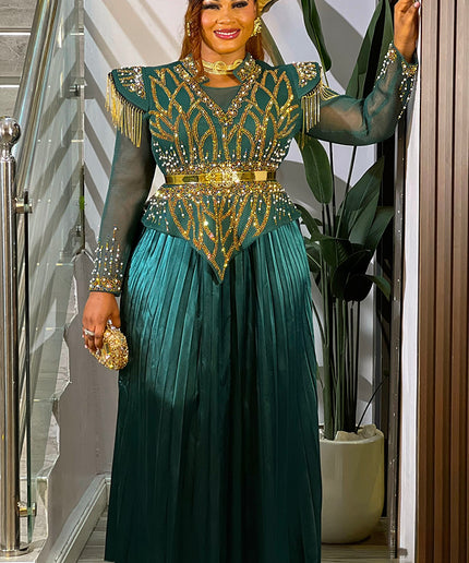 Black Embellished Pleated Maxi Dress: Mother of The Bride Photoshoot Anniversary